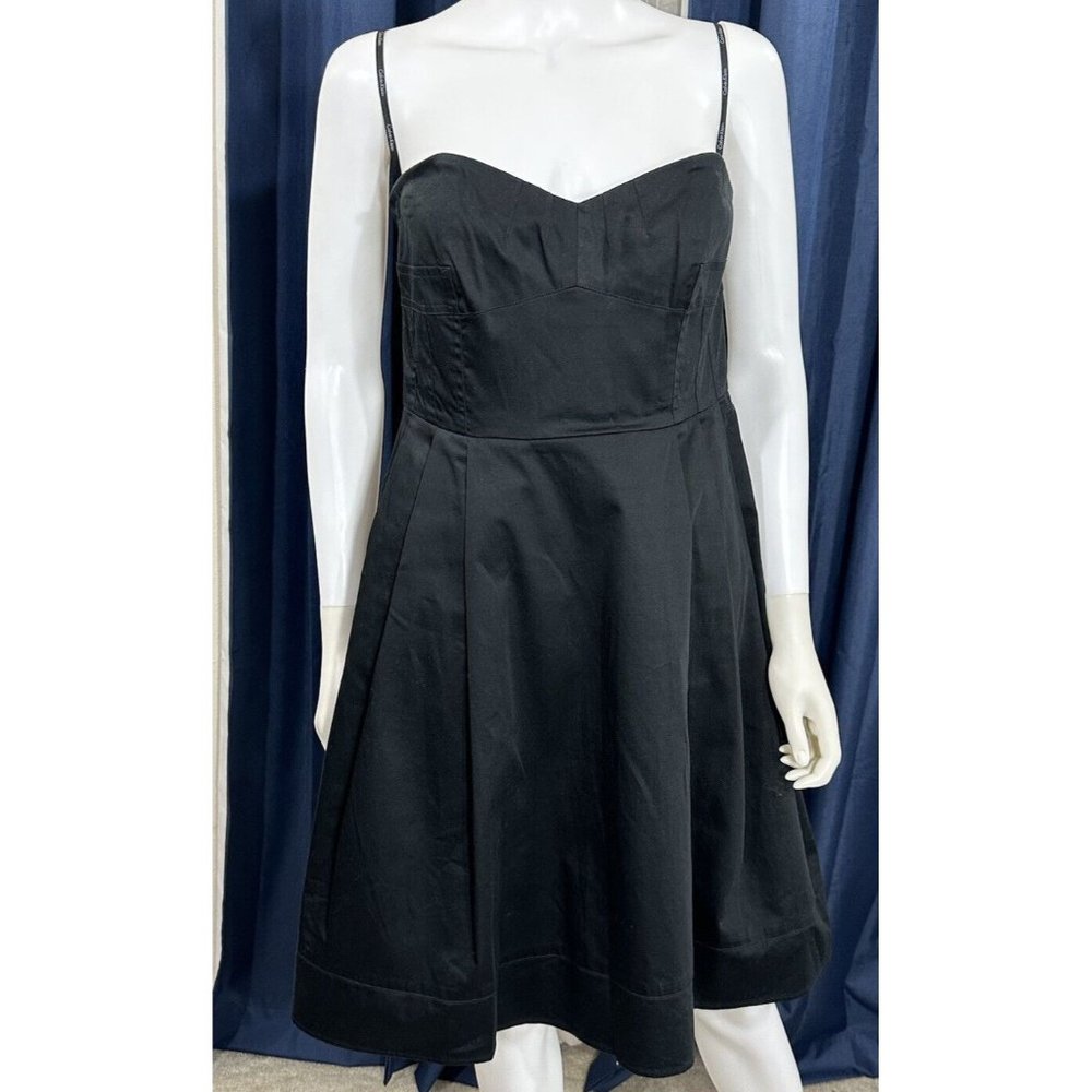 Sz 8 30”Waist Calvin Klein Fit Flare Black Strapless Knee Length Casual Dress